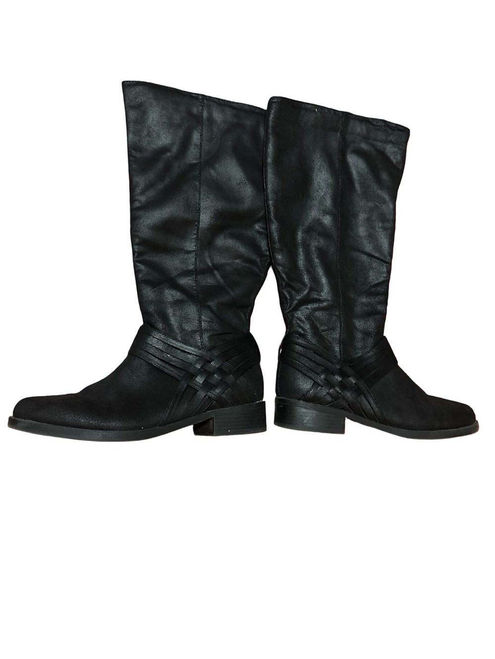 Journee Collection Black Meg Wide Calf Knee High Riding Boots Boho Chic Western
